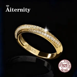 Anillos Unisex de moissanita y circonita, anillo de plata 100% auténtica S925 para hombres y mujeres, brillante de lujo D VVS1 1