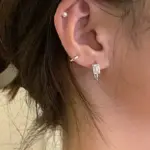 pendientes de aro rectangulares de circonita cúbica para mujer, Color plateado/dorado, joyería de temperamento para niñas 3