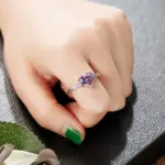 anillos de circonia cúbica con corazón púrpura para mujer, accesorios únicos de compromiso de boda, regalo elegante para mujer, joyería romántica de moda 6