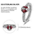 Conjunto de anillos originales de Plata de Ley 925 con orbita de mariquita para mujeres y niñas, joyería, regalos de aniversario de cumpleaños 4