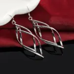 Pendientes finos de Color plateado de alta calidad, joyería de moda, mujer elegante, gota colgante, regalos largos de boda y Navidad 3