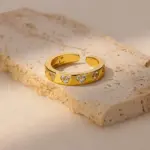 Anillos de corazón geométricos de circón para mujer, anillo de boda de Color dorado de acero inoxidable, joyería estética de lujo, regalo para pareja 2025 6