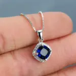 Huitan-collar con colgante de circonia cúbica con forma de cojín elegante, cadena de caja de Color plateado, accesorios exquisitos para mujer, joyería de moda 1