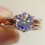 anillos únicos de Color oro rosa para mujer, anillos clásicos de circonia cúbica con 6 garras, bandas de compromiso de boda, joyería novedosa 3