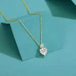 Collar romántico de corazón relleno de oro de 14 quilates, colgante de moissanita de 2 quilates, cadena ajustable delicada para cumpleaños, regalo de joyería para mujer 5