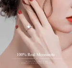 Anillo de moissanita Real para mujer, sortija de 6 puntas D VVS1, pluma de prueba de diamante, tamaño ajustable, S925, plata, certificado GRA, anillos de boda 4 Anillo de moissanita Real para mujer, sortija de 6 puntas D VVS1, pluma de prueba de diamante, tamaño ajustable, S925, plata, certificado GRA, anillos de boda 4