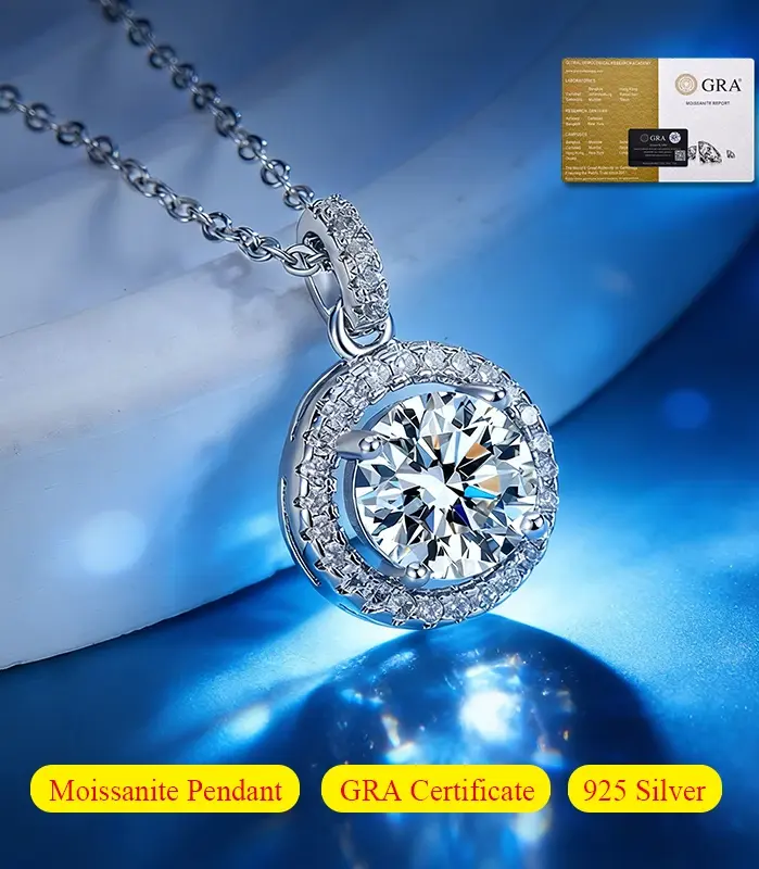 Promoción de múltiples colgantes de molino de viento de moissanita de 1,0 quilates, joyería de plata de ley 925 de boda de lujo, collar de diamantes de novia 1