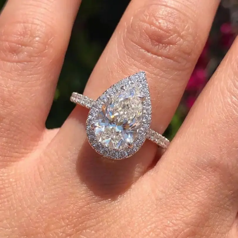 Anillo de circón con forma de pera brillante Simple de Plata de Ley 925 de 1CT para mujer, joyería fina de lujo de alta calidad para compromiso y boda 4