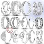 Nuevos anillos de plata de ley 925 originales, anillo de circón de plata infinita apilable para mujer, regalo de joyería de cumpleaños y aniversario de boda 1