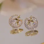 Nuevos pendientes bonitos de animales para mujer, temperamento, caballo, gatito, búho, perla, pendiente de diamantes de imitación, joyería para fiesta de cumpleaños para niñas 5