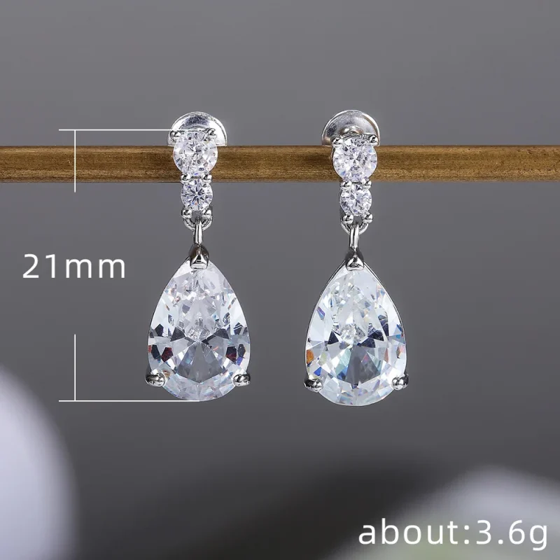 precioso AAA Cubic Zirconia gota de agua encanto mujeres gota pendiente boda joyería blanco/púrpura pendientes de alta calidad 6