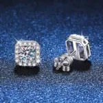 Pendientes cuadrados de moissanita VVS1 de Color D para mujer, pendientes de plata de ley 925 con acabado de platino, probador de diamantes 2