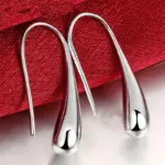 Moda S925 pendientes de aguja de plata anillo pulsera conjunto personalidad Simple mujer gota de agua conjunto de joyería de cuatro piezas para regalo de mujer 4