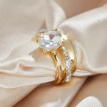 3 unids/set anillos ovalados de circonia cúbica para mujer, moda de lujo, ropa desmontable, joyería para mujer, accesorios de banda de boda nupcial 2