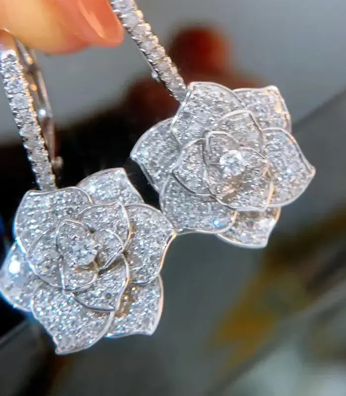 pendientes colgantes de flores para mujer, accesorios estéticos para fiesta de baile, compromiso, boda, nueva moda, joyería al por mayor 2
