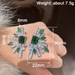 pendientes geométricos de lujo para mujer, con incrustaciones de circonia cúbica verde/blanca, accesorios de boda para fiesta, joyería elegante, regalo 6