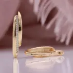 Lujosos pendientes de circón con incrustaciones de cobre, pendientes circulares para mujer, pendientes ovalados largos 3