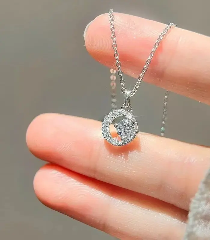 Colgante de moissanita de girasol D para boda de lujo para mujer, joyería de plata de ley 925, collar de diamantes de moissanita nupcial para boda 2