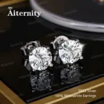 Pendientes de moissanita 100% con certificado GRA para mujer, pendientes con pluma de prueba de diamante, joyería fina de Plata de Ley 925 2