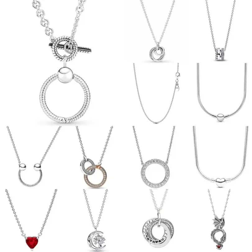 Collar de plata 925 a la moda y corazón rojo, adecuado para regalos de joyería exquisitos para mujeres europeas 1