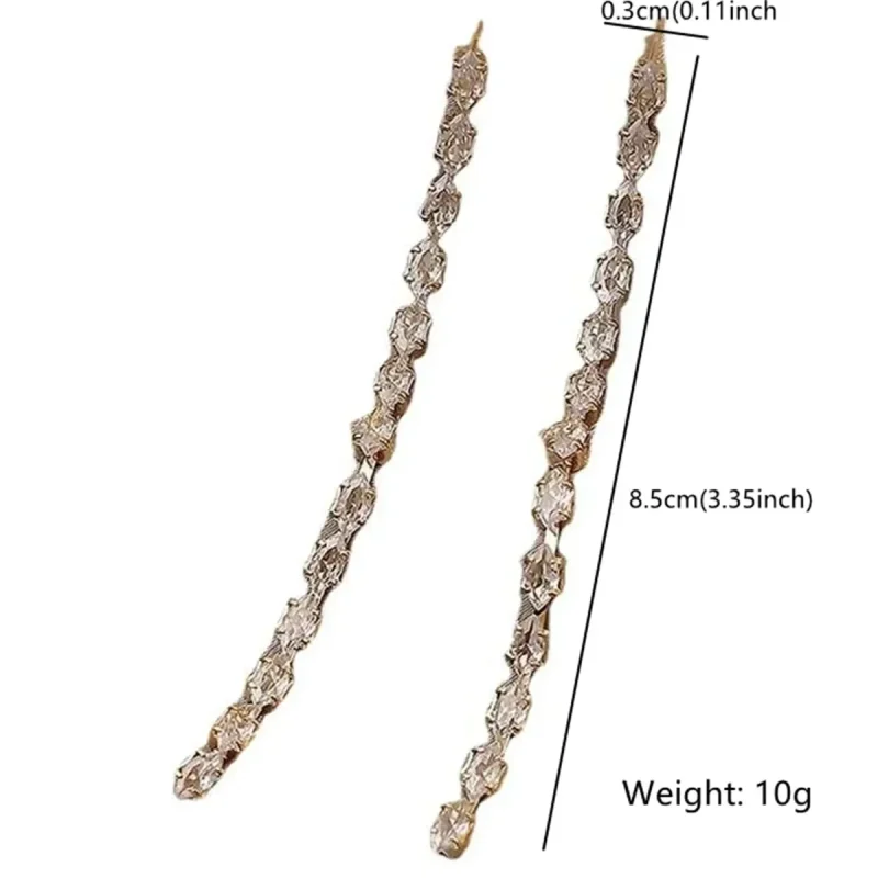 FYUAN-pendientes de cristal de circón geométricos simples para mujer, aretes largos con borlas, Color dorado y plateado, joyería para fiestas y bodas 6