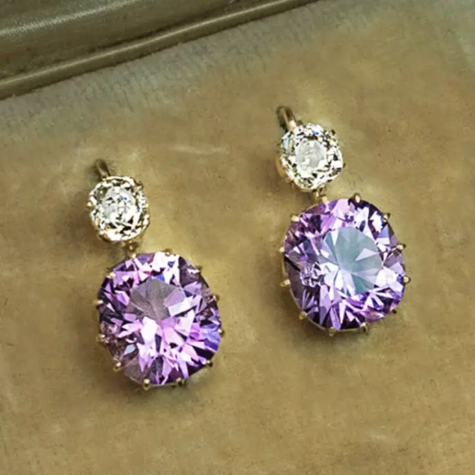 encantadores pendientes de gota morados para mujer joyería de temperamento pendientes de circonia cúbica brillante accesorios de moda para fiesta 1