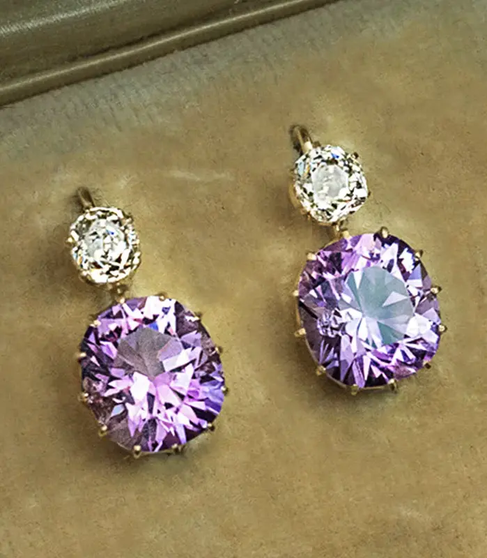 encantadores pendientes de gota morados para mujer joyería de temperamento pendientes de circonia cúbica brillante accesorios de moda para fiesta 1