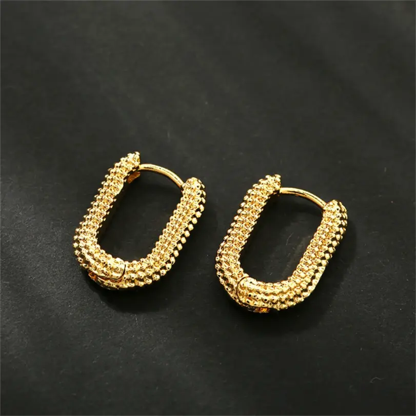 Pendientes simples de aleación cuadrados franceses, pendientes de gota con forma geométrica de Color dorado para mujer, regalo de joyas de fiesta a la moda 4