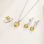Juegos de joyas para mujer de plata de ley 925, anillo de circón con forma de corazón, pendientes, collar, boda, novia, elegante, Navidad, envío gratis 5