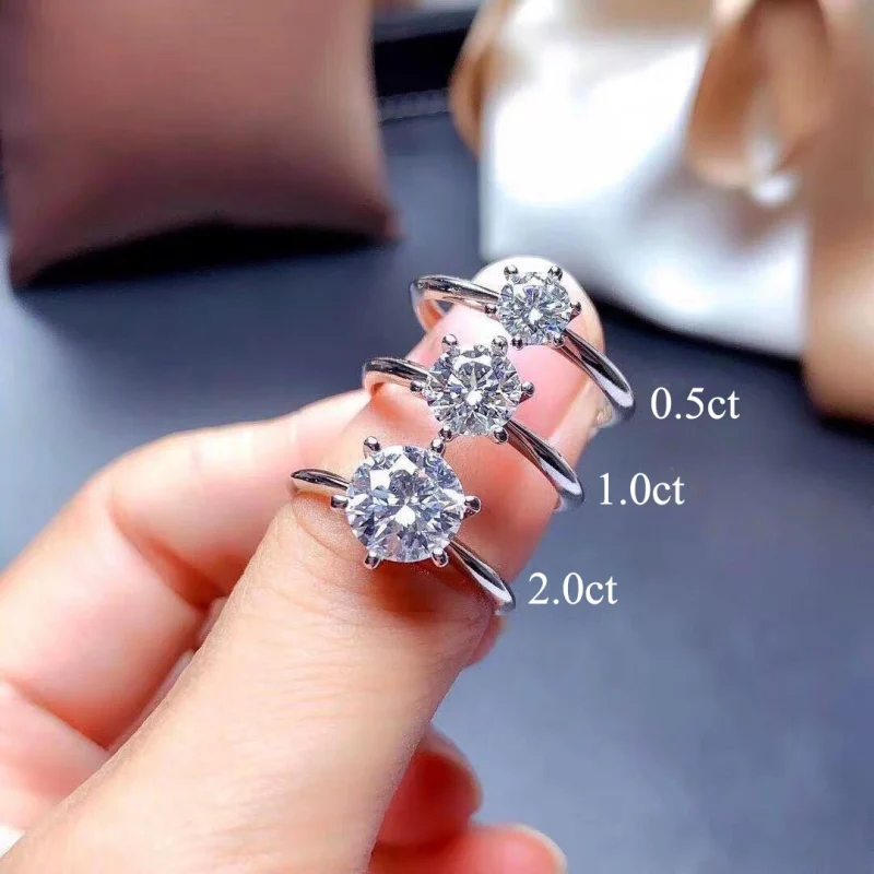 Anillo de moissanita 100% Real D VVS1, pluma de prueba de diamante de paso, tamaño ajustable, plata S925, certificado GRA, anillos de boda para mujer 02 2