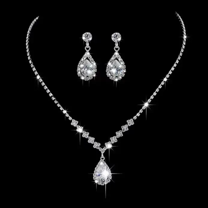 Conjunto de collar y pendientes de gota a la moda para mujer, temporada de boda, accesorios para fiesta y banquete, 4055 1