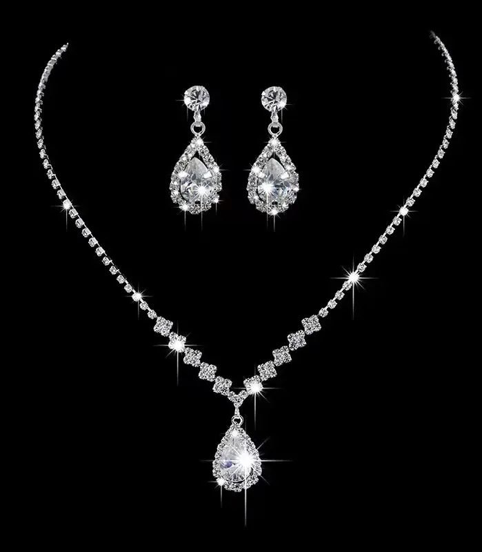 Conjunto de collar y pendientes de gota a la moda para mujer, temporada de boda, accesorios para fiesta y banquete, 4055 1