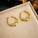 Acero inoxidable hueco dorado tejido forma Circular pendientes para mujer moda 2026 nueva joyería de regalo fiesta 6