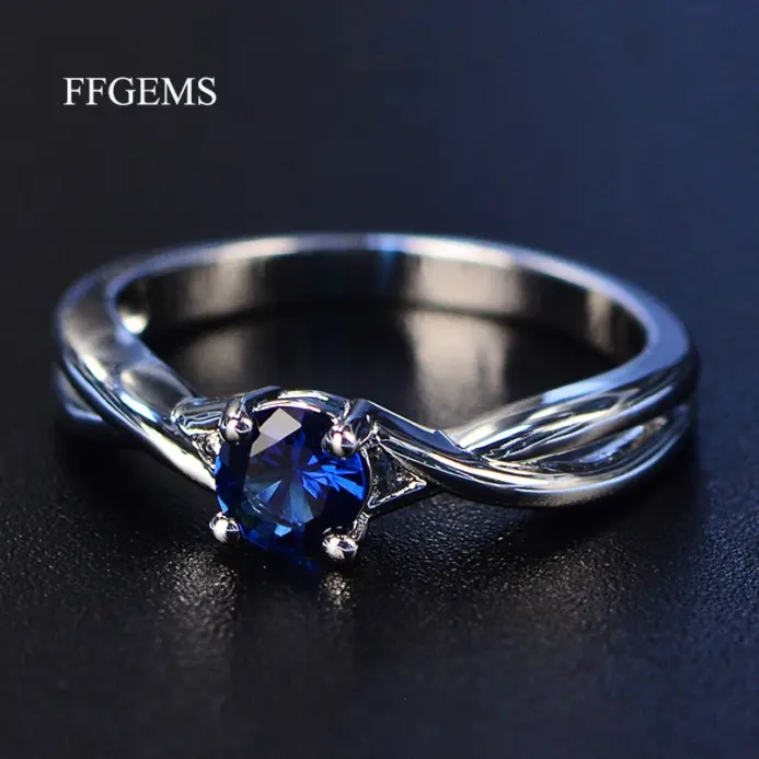 Anillo de plata con piedras preciosas de moissanita y amatista, anillo de zafiro azul, joyería de plata 925, anillos de Aguamarina para mujer, anillos de compromiso 1