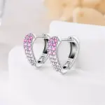 Pendientes de aro en forma de corazón con degradado de color rosa, de Plata de Ley 925, pendientes brillantes de circonita CZ, regalos de joyería de cumpleaños para mujer 4 Pendientes de aro en forma de corazón con degradado de color rosa, de Plata de Ley 925, pendientes brillantes de circonita CZ, regalos de joyería de cumpleaños para mujer 4