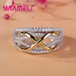 Anillo de amor infinito, Plata de Ley 925, Color brillante, circonita cúbica, lazo, letra 8, joyería de promesa de eternidad para mujer y novia 1