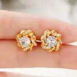 Pendientes Huitan delicados de circonia cúbica de Color dorado para mujer, pendientes de boda de diseño contraído a la moda, joyería de lujo 4