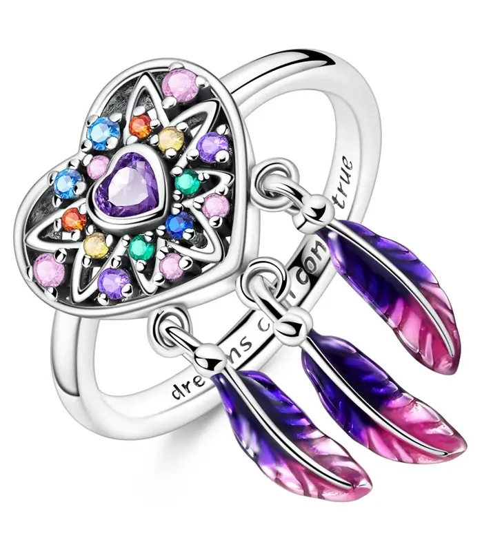 Anillo atrapasueños de corazón de ensueño brillante de Plata de Ley 925 Original para mujeres y niñas, joyería, regalos de aniversario de cumpleaños 1
