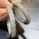 pendientes circulares brillantes para mujer, aretes de aro de circonia cúbica ostentosos, Color plateado/dorado, joyería femenina moderna 1