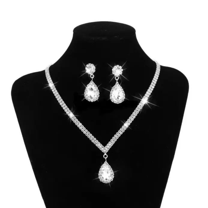 Cadena de garra de cobre para mujer, collar de gota de agua, pendientes, pulsera, conjunto de joyas, regalo de Festival de banquete de boda, moda de temporada de boda 2