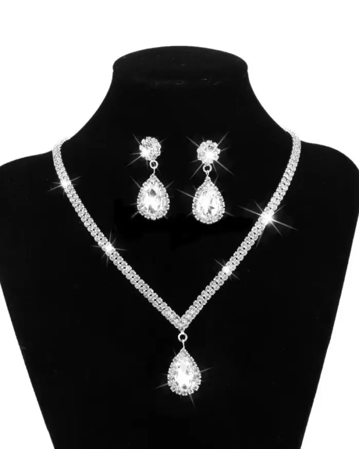 Cadena de garra de cobre para mujer, collar de gota de agua, pendientes, pulsera, conjunto de joyas, regalo de Festival de banquete de boda, moda de temporada de boda 2