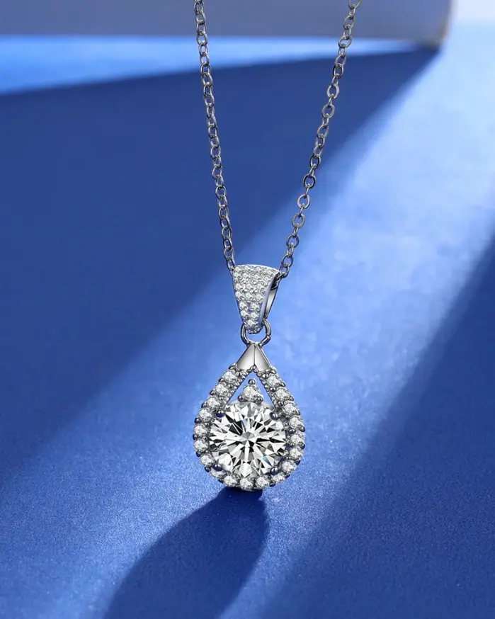 Nuevo collar de plata de ley 925, colgante exquisito de moissanita de 3 quilates para mujer, joyería de boda Noble a la moda, regalos de fiesta 2