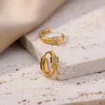 Exquisitos pendientes redondos cuadrados pequeños para mujer, tendencia 2023, pendientes de acero inoxidable de Color dorado, joyería de Navidad, aretes de regalo 4