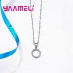 Conjuntos de joyería nupcial estampada de Plata de Ley 925, collares de circonia cúbica con cuentas, pendientes de aro para mujeres y niñas, aniversario de compromiso 5
