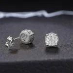 pendientes de tuerca de forma redonda para mujer, piedra CZ brillante pavimentada, Color plata/oro, joyería versátil para las orejas a la moda para todos los días 4 pendientes de tuerca de forma redonda para mujer, piedra CZ brillante pavimentada, Color plata/oro, joyería versátil para las orejas a la moda para todos los días 4