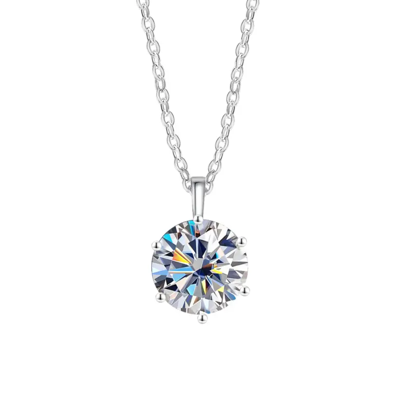 Nuevo Collar de plata de ley 925 con moissanita de 2 quilates, cadena con colgante, joyería fina para mujer, boda, fiesta clásica brillante, moda 3