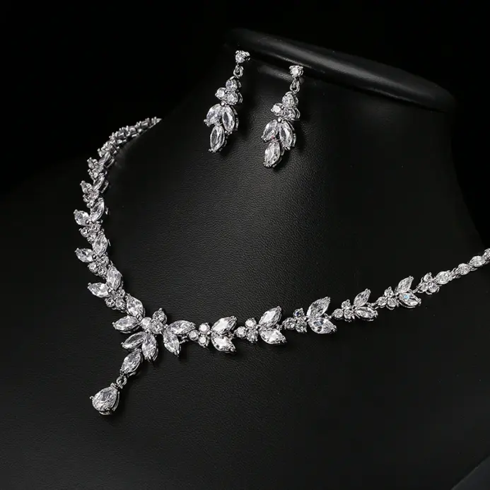 Emmaya-exquisitos conjuntos de joyas para mujer, accesorios de fiesta de boda, pendientes y collar de circonita cúbica, regalo 2