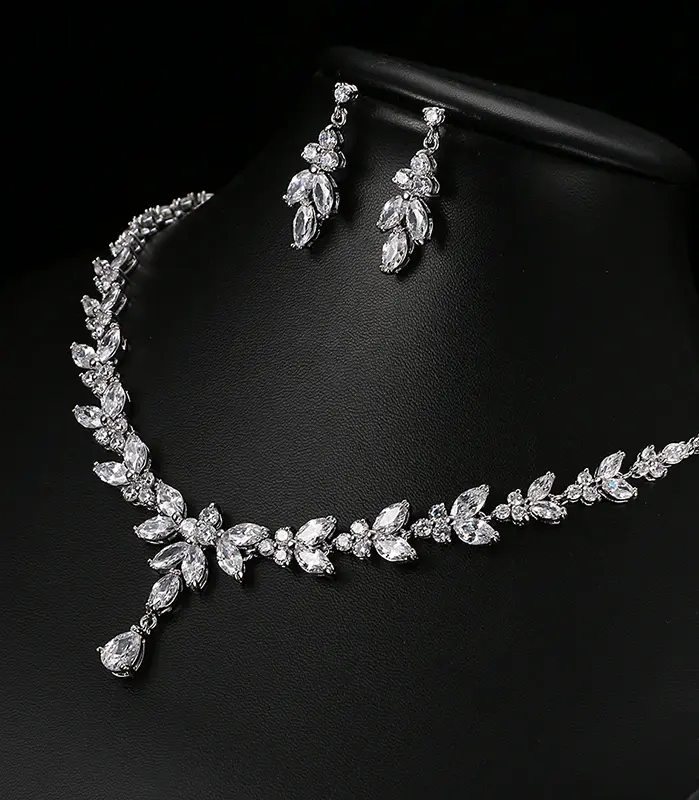 Emmaya-exquisitos conjuntos de joyas para mujer, accesorios de fiesta de boda, pendientes y collar de circonita cúbica, regalo 2