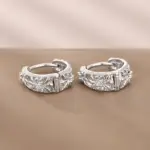 pendientes de aro para mujer, diseño calado, joyería elegante para fiesta de boda, Color plateado/dorado, accesorios CZ con incrustaciones 3