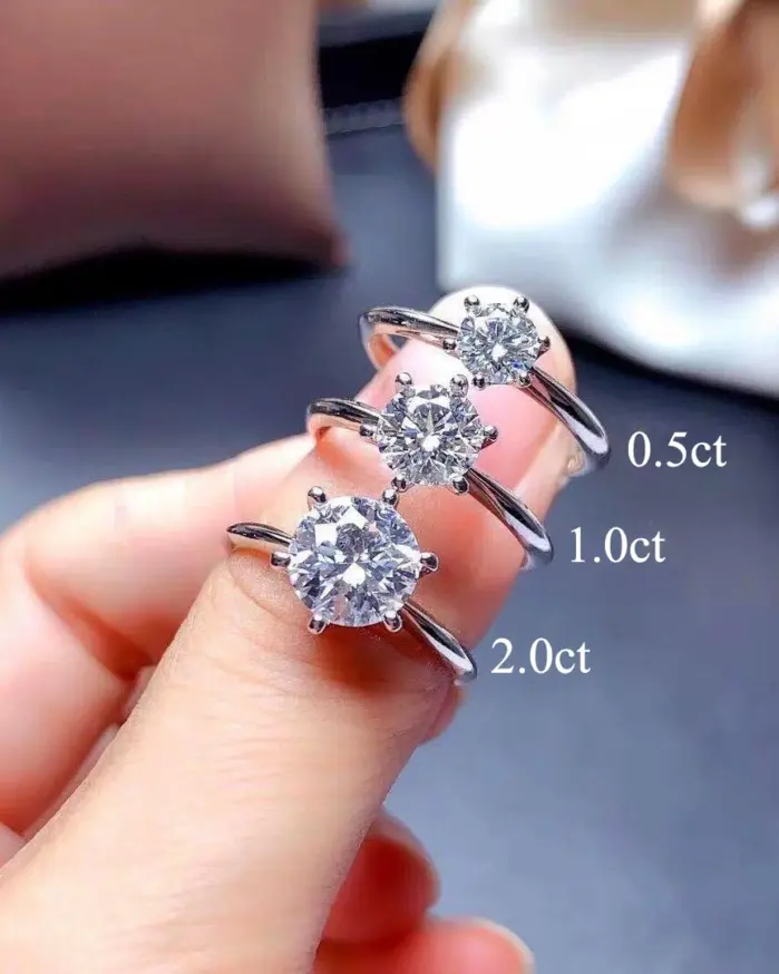 Anillo de moissanita 100% Real D VVS1, pluma de prueba de diamante de paso, tamaño ajustable, plata S925, certificado GRA, anillos de boda para mujer 02 2